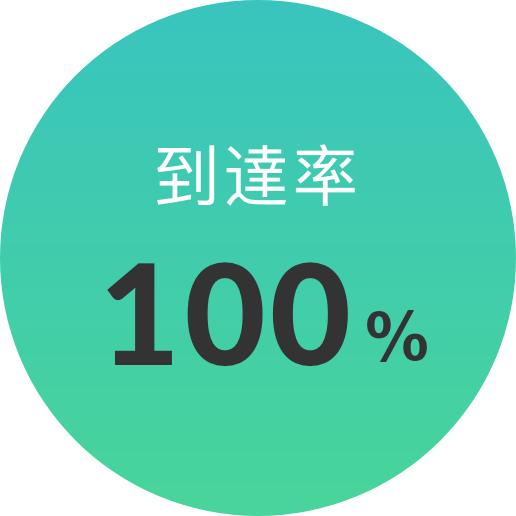 到達率 100%